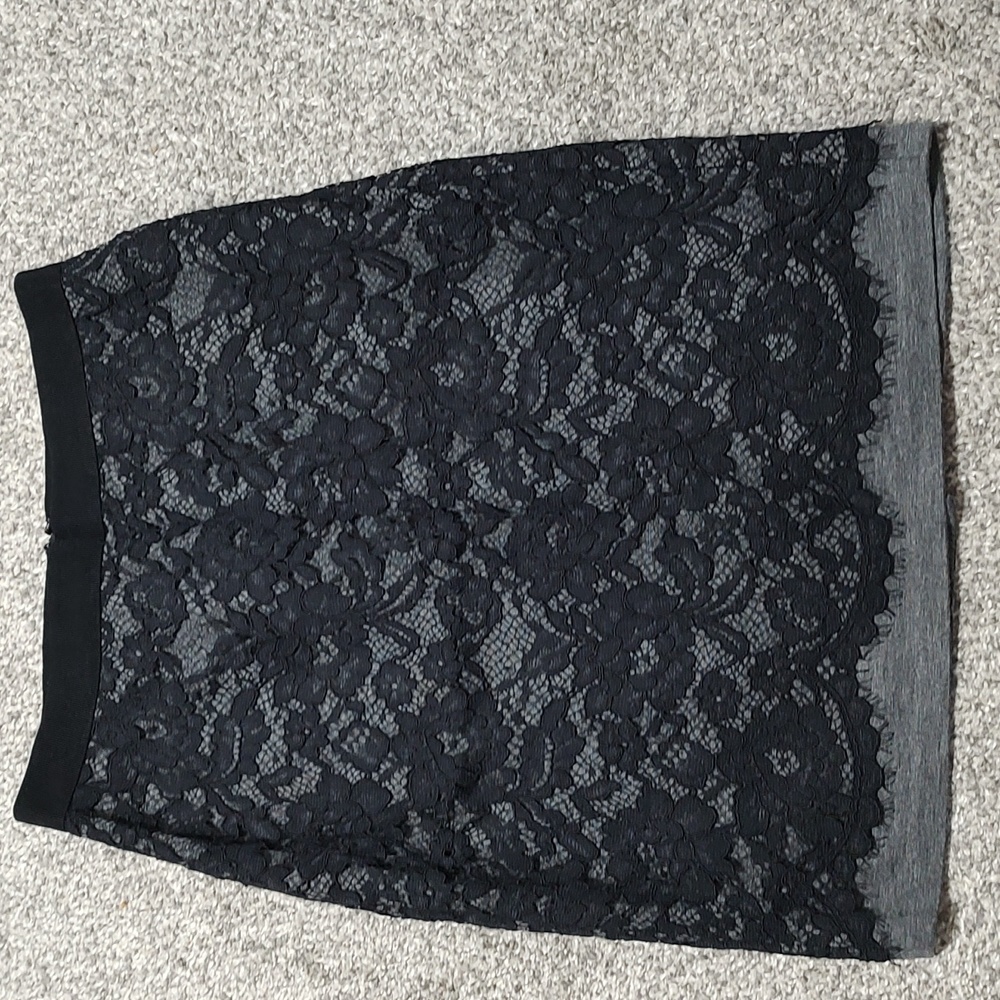 Black Lace Overlay Pencil Skirt